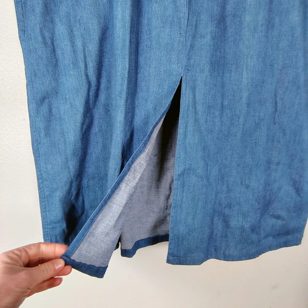 Alfred Dunner Monte Carlo Indigo Stretch Denim Midi Skirt Size 16 - Picture 3 of 7